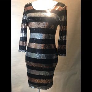 Sequined 3/4 Above Athens Knee Dress